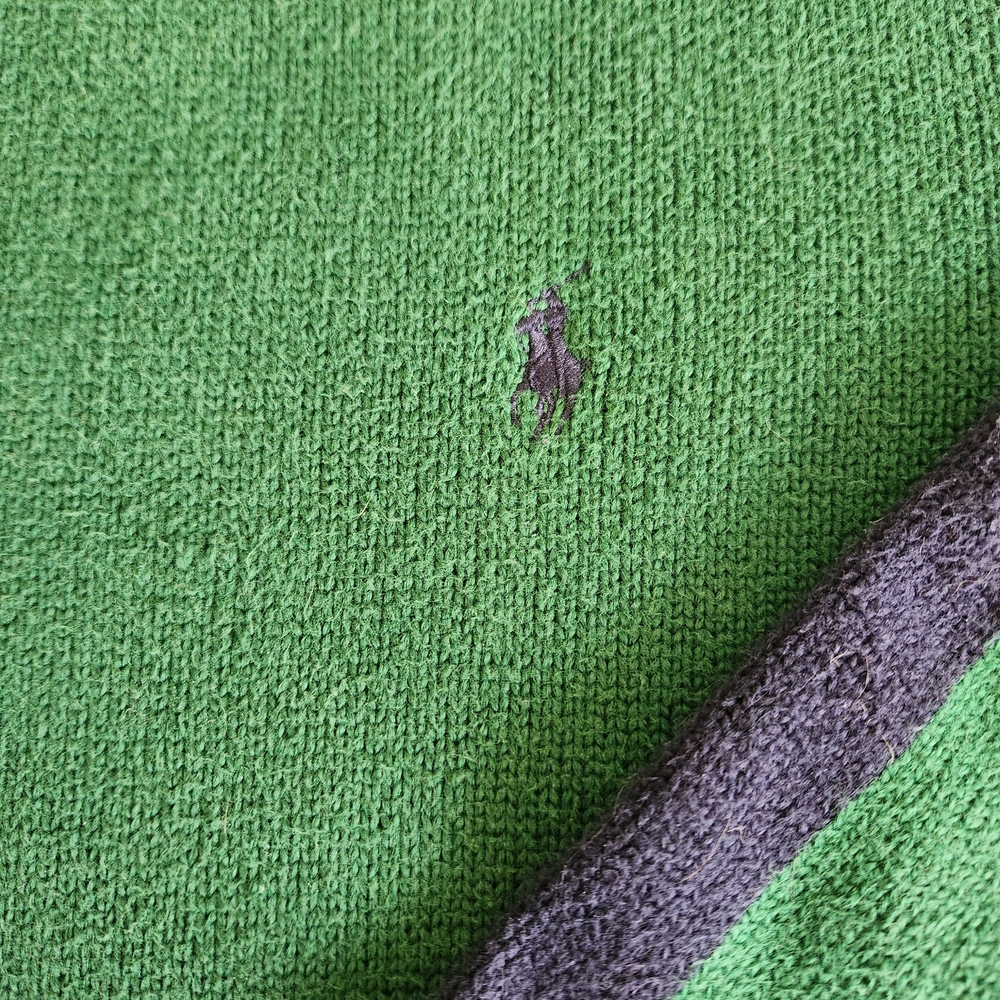 Polo Ralph Lauren VINTAGE 90s Forest Green Zip-Up Sweater XL - Picture 4 of 7